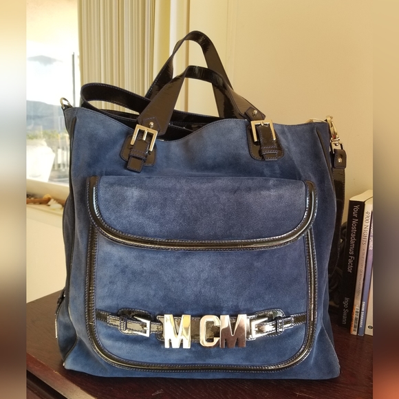 Rare MCM super blue suede 2 way bag - Picture 11 of 16